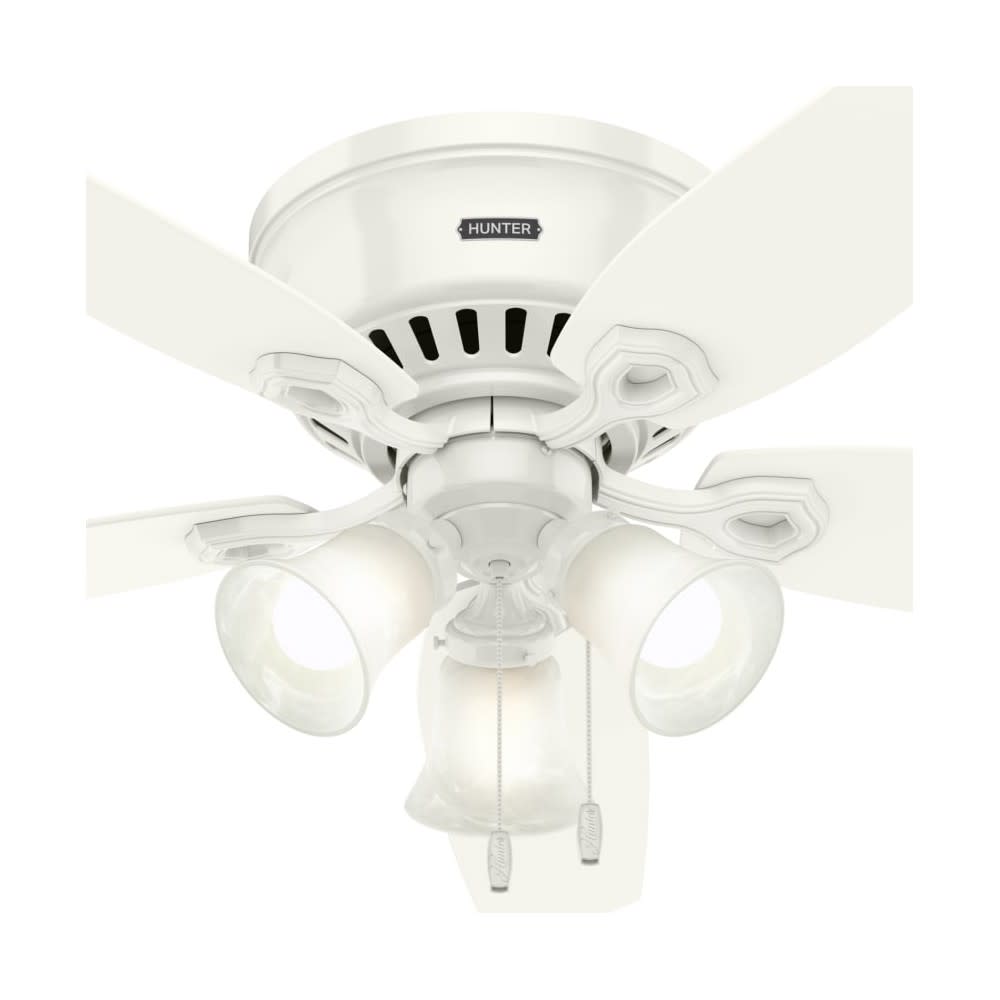 Hunter Fan Builder Ceiling Fan 52″ LED Indoor Snow White/Light Oak - Ascmtools