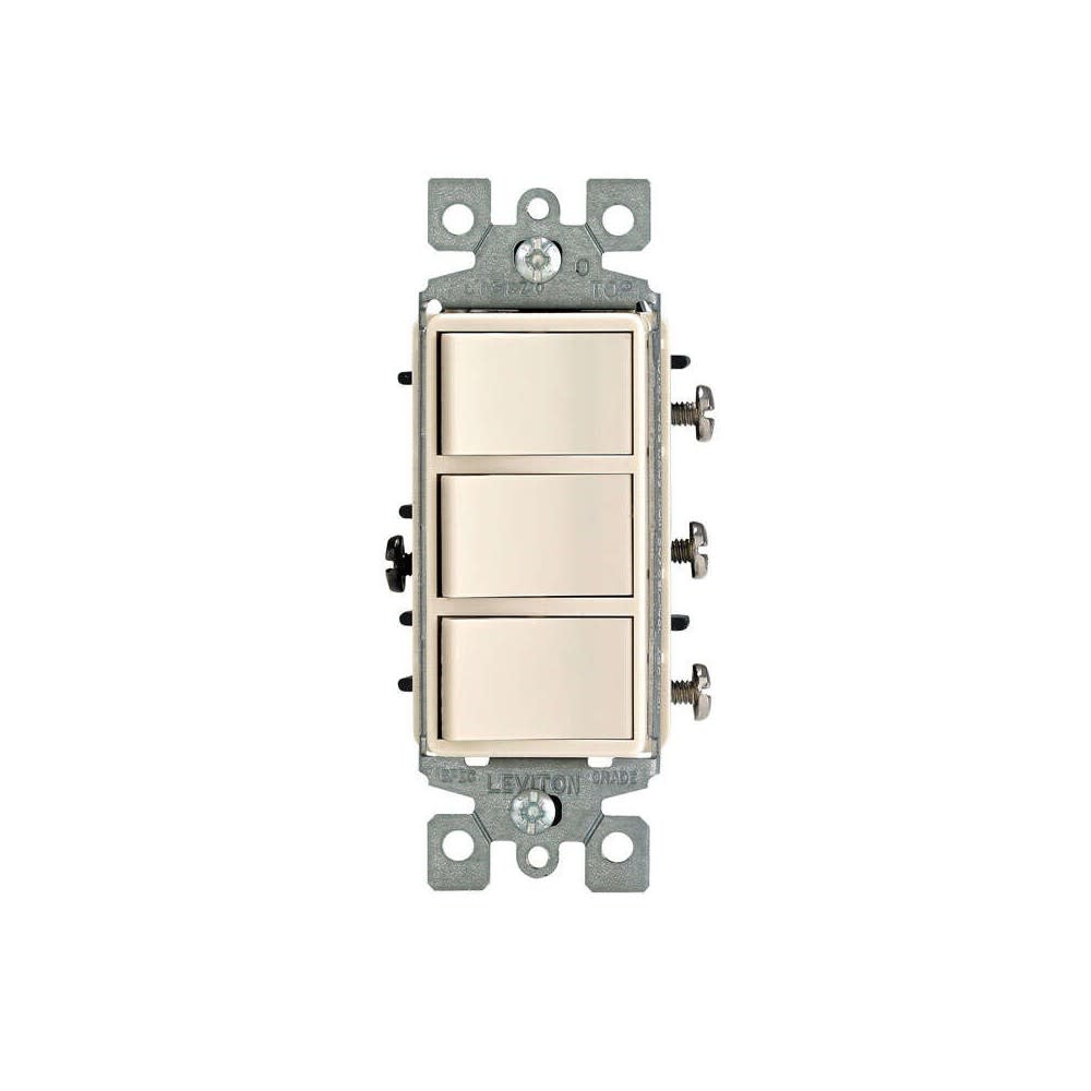 Leviton Decora Rocker Triple Combination Switch 15A Light Almond 1 Pole - Ascmtools