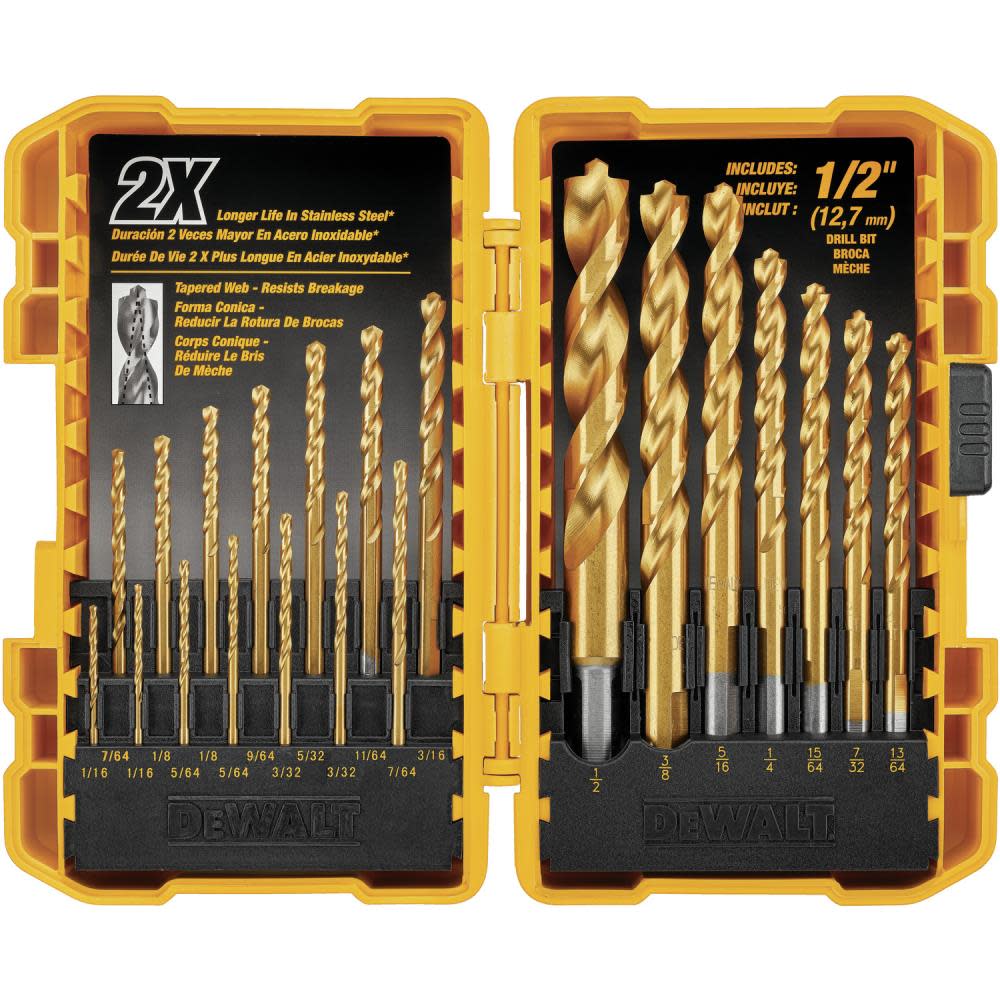DEWALT 21-Piece Titanium Nitride Coating PP Drill Bit Set - Ascmtools