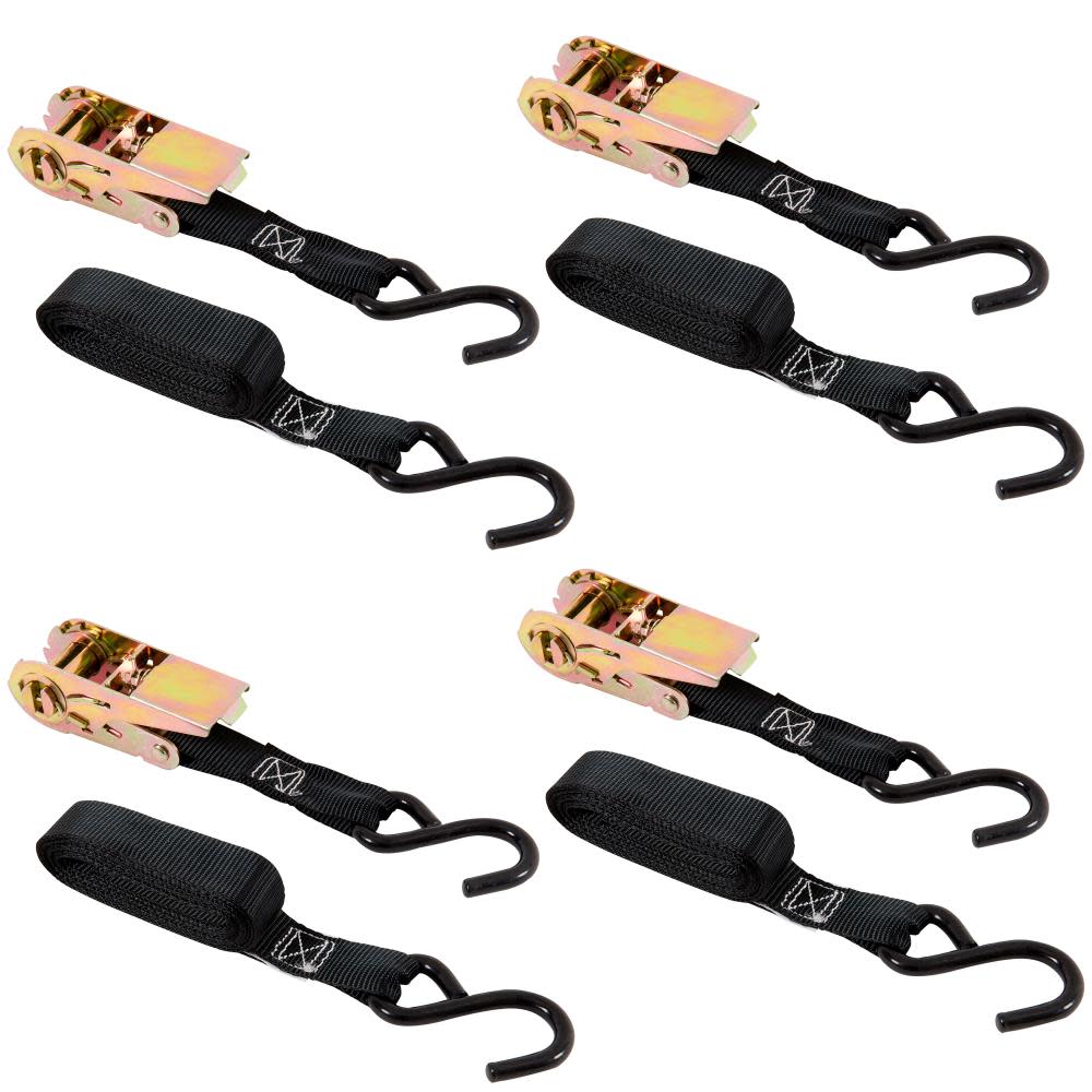 Keeper 10Ft. x 1In. Ratchet Tie-Down 300Lb Capacity S Hooks (4pk) - Ascmtools