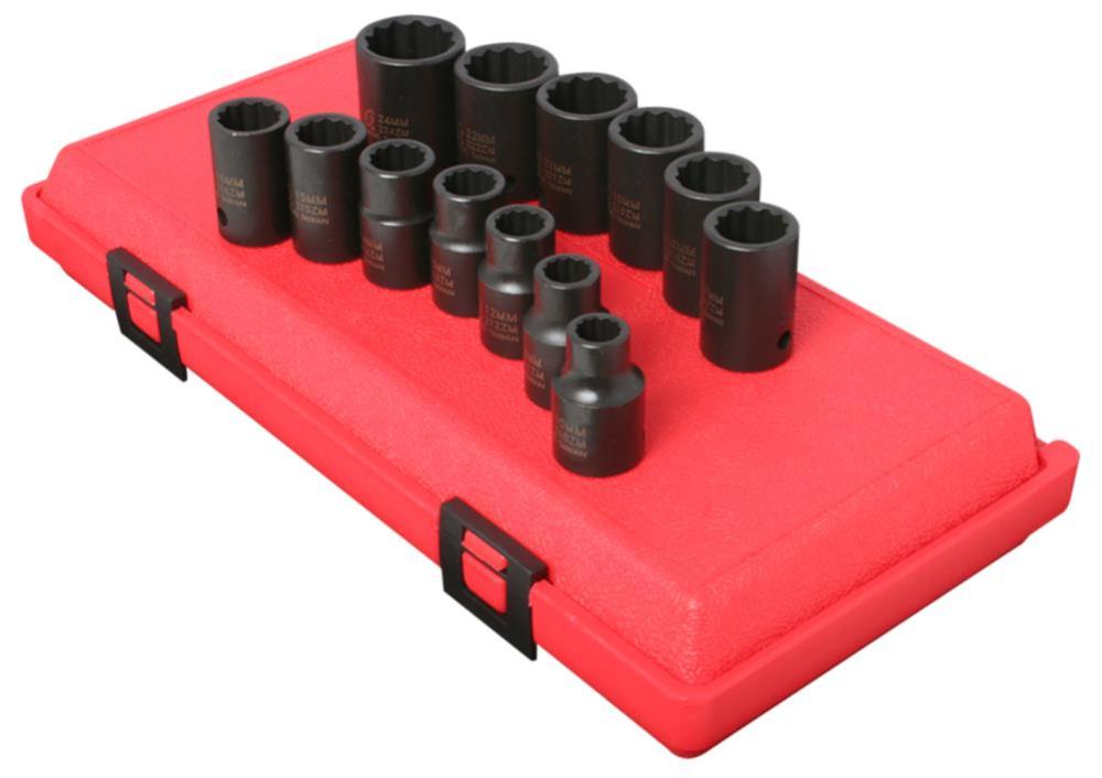 Sunex 13 pc. 1/2 In. Drive 12 Pt. Metric Impact Socket Set - Ascmtools