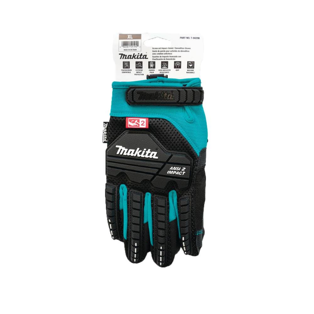 Makita Demolition Gloves Advanced ANSI 2 Impact Rated XL - Ascmtools