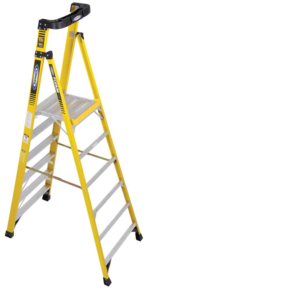 Werner Podium 6-ft Fiberglass 375-lb Type IAA Step Ladder - Ascmtools