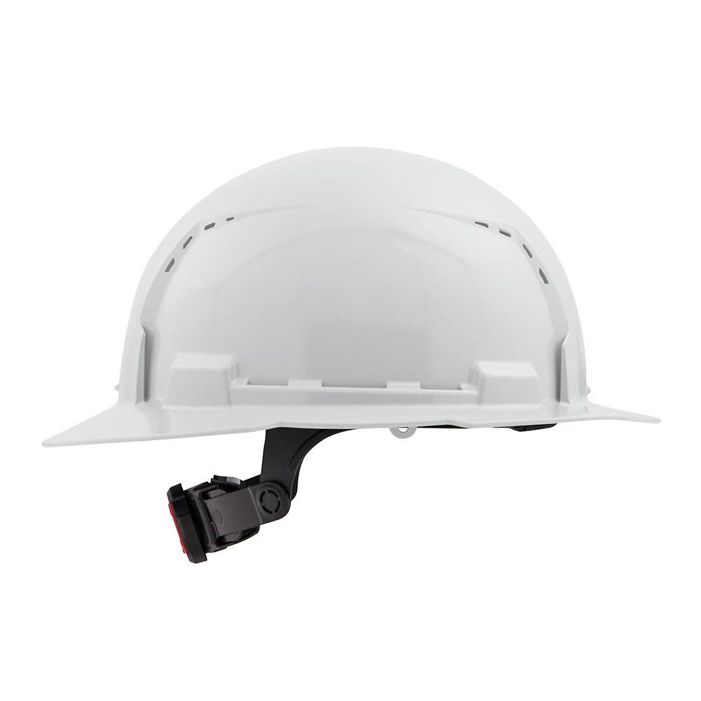 Milwaukee White Full Brim Vented Hard Hat with 6pt Ratcheting Suspension Type 1 Class C - Ascmtools