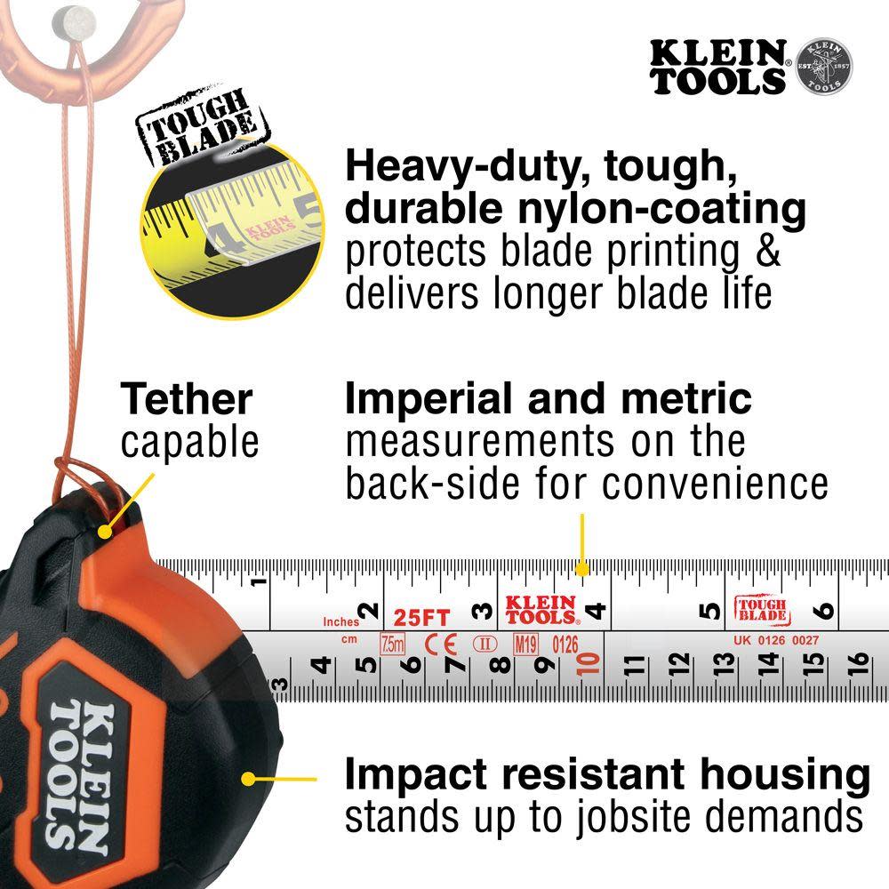 Klein Tools 7.5 m Double Hook Tape Measure - Ascmtools
