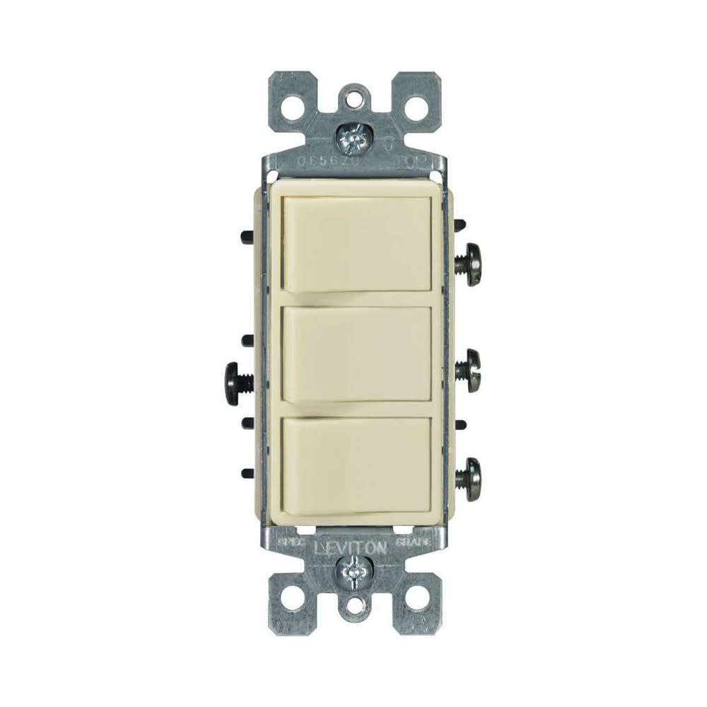 Leviton Decora Triple Combination Rocker Switch 120V Ivory 1 Pole - Ascmtools