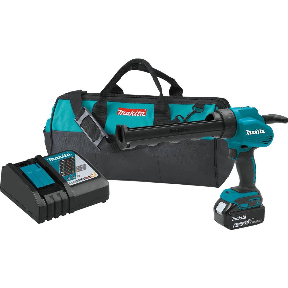 Makita 18 Volt Lithium-Ion Cordless 10 oz Caulk and Adhesive Gun Kit 5.0 Ah - Ascmtools