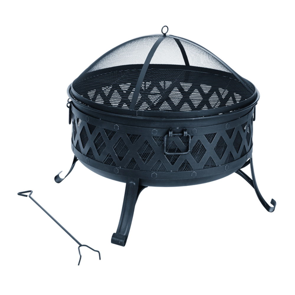 Living Accents Lattice Round Fire Pit Black Steel - Ascmtools