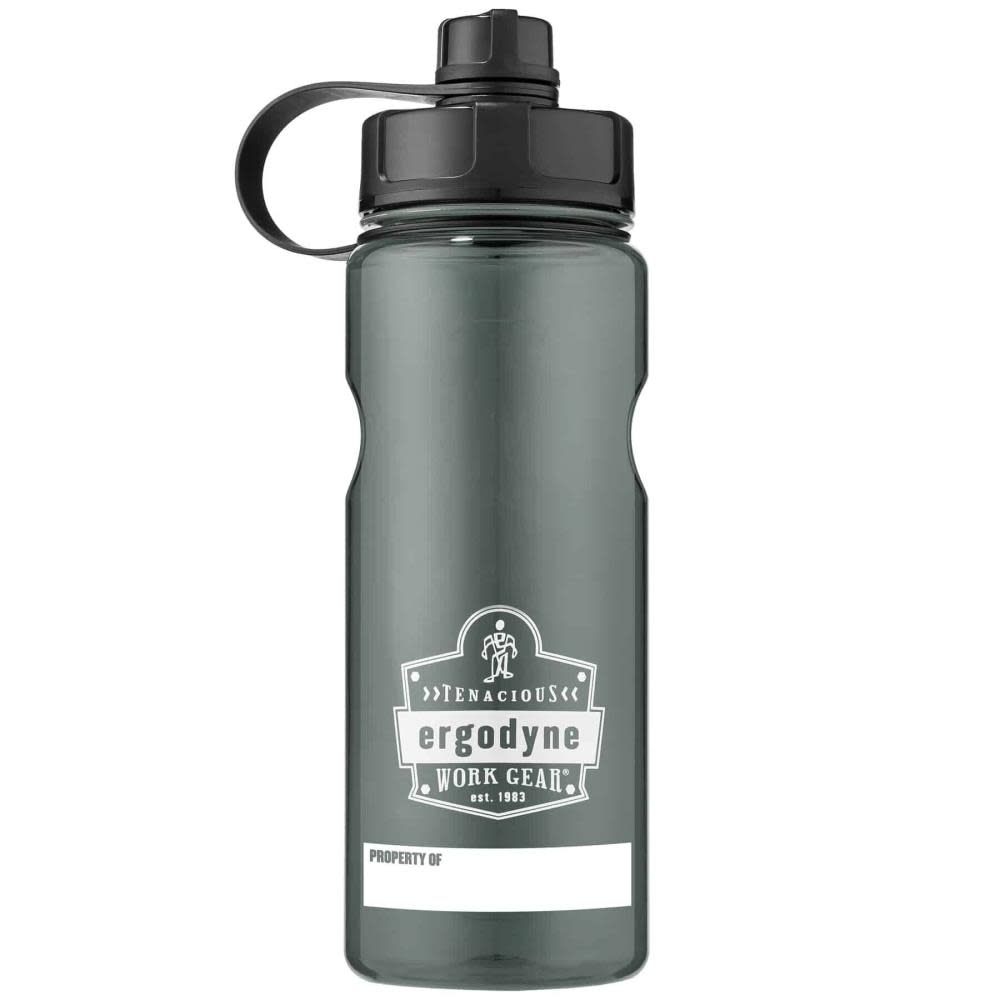 Ergodyne Chill Its 5151 Water Bottle Plastic Wide Mouth Black 1 Liter - Ascmtools