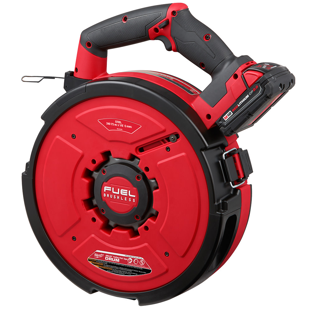 Milwaukee M18 FUEL Angler 240′ Steel Pulling Fish Tape Kit - Ascmtools