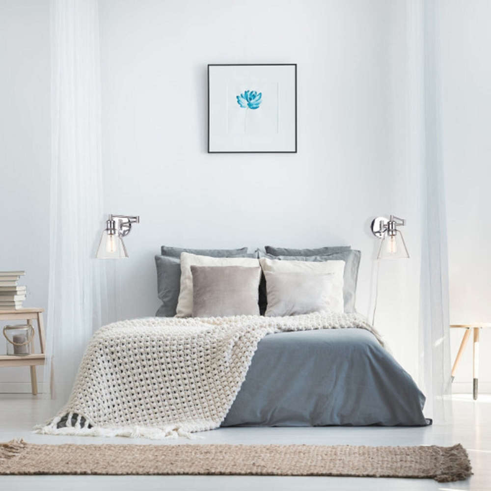 Globe Electric LeClaire Wall Sconce 1 Light Chrome Clear Vintage - Ascmtools