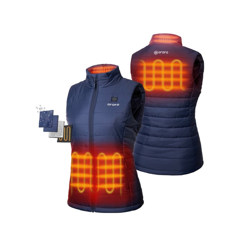 ORORO Womens Navy Blue Classic Heated Vest Kit XS - Ascmtools
