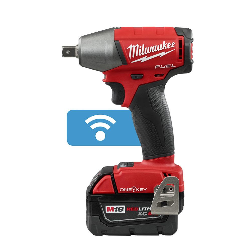 Milwaukee M18 FUEL 1/2 in. Compact Impact Wrench with Pin Detent with ONE-KEY Kit - Ascmtools