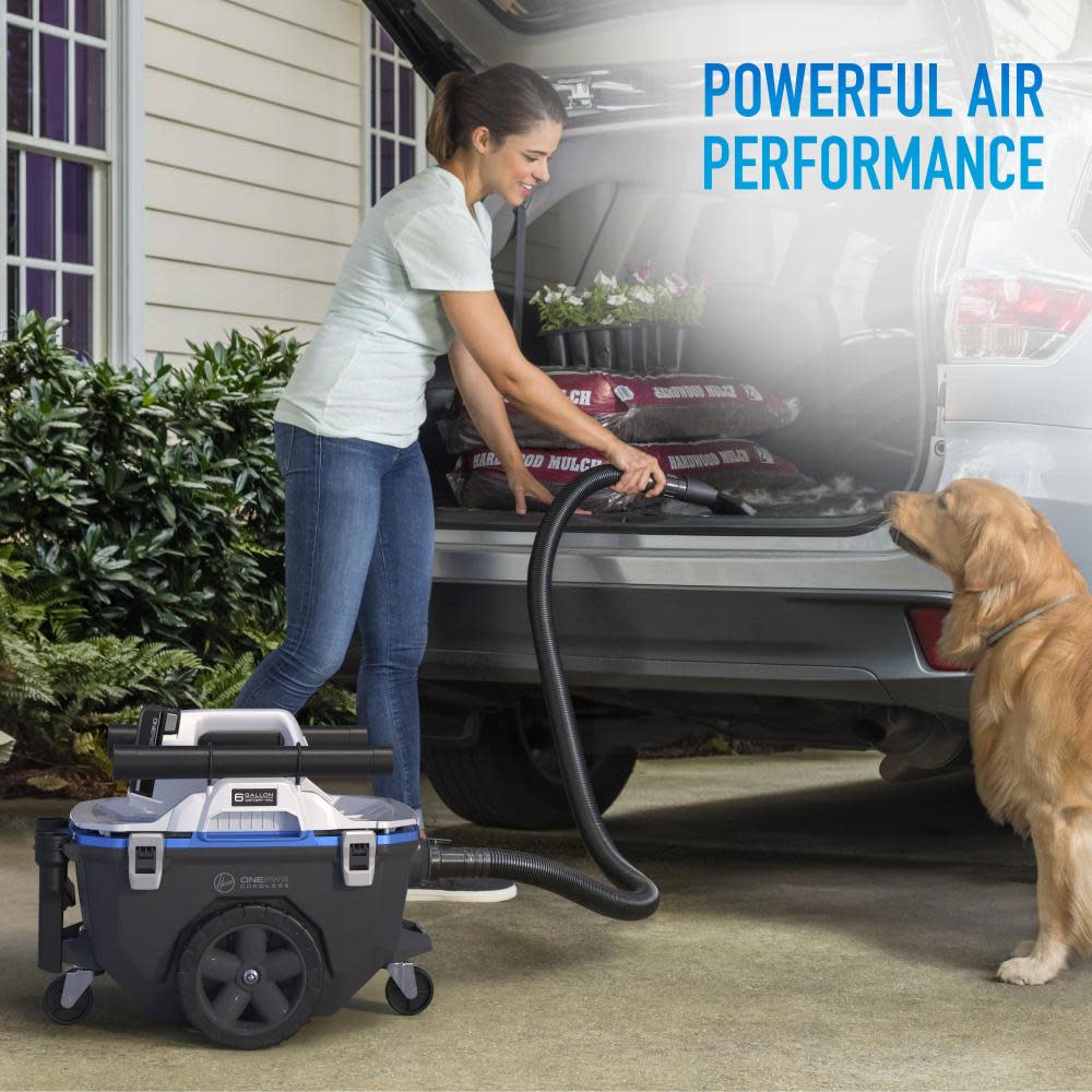 Hoover Residential Vacuum ONEPWR Utility Vacuum Cleaner Kit 20V Cordless 6 Gallon Wet/Dry - Ascmtools