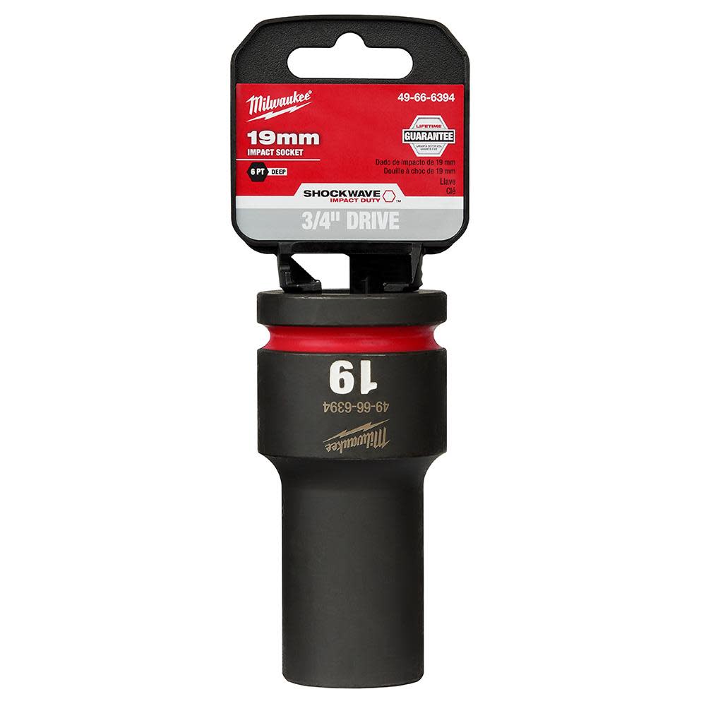Milwaukee SHOCKWAVE Impact Duty Socket 3/4″ Drive 19MM Deep 6 Point - Ascmtools