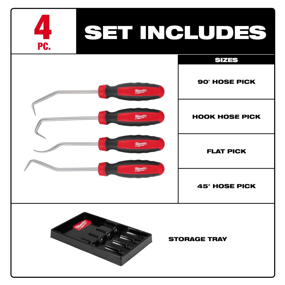 Milwaukee Hose Pick Set 4pc - Ascmtools