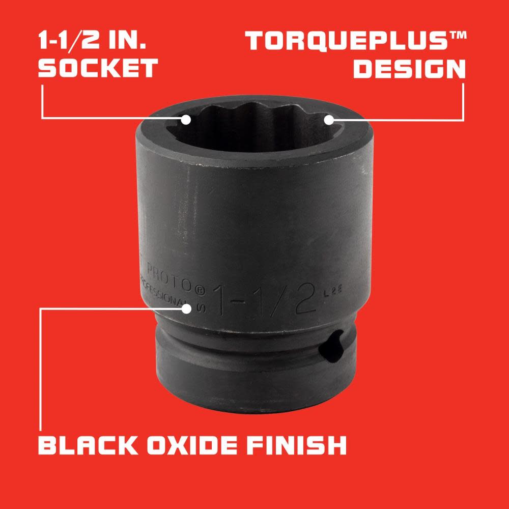 Proto 1″ Drive Impact Socket 1-1/2″ – 12 Point - Ascmtools