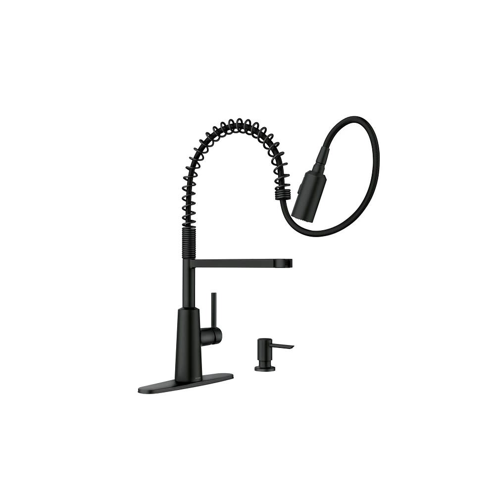 Moen Nori Kitchen Faucet Matte Black Pre Rinse Spring Pulldown - Ascmtools