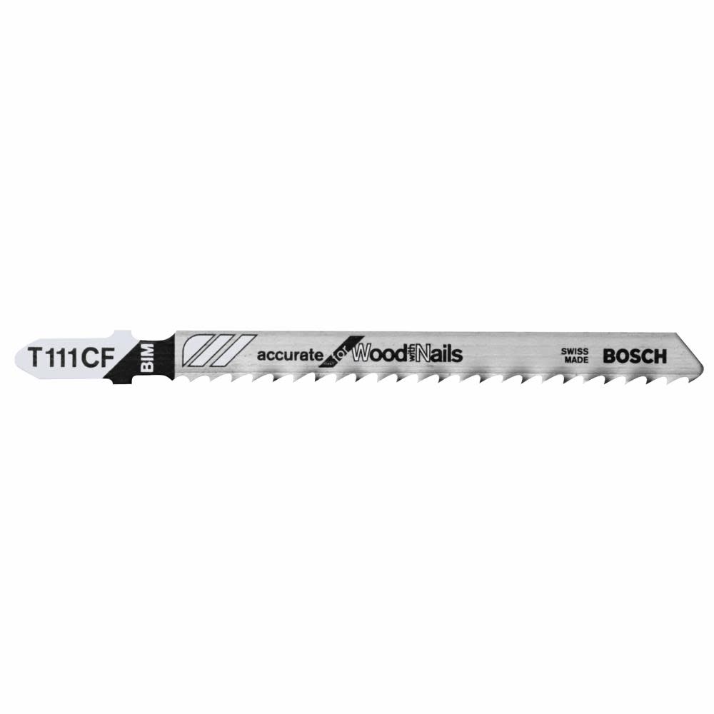 Bosch 5 pc. 4 In. 8 TPI Accurate for Wood with Nails T-Shank Jig Saw Blades - Ascmtools