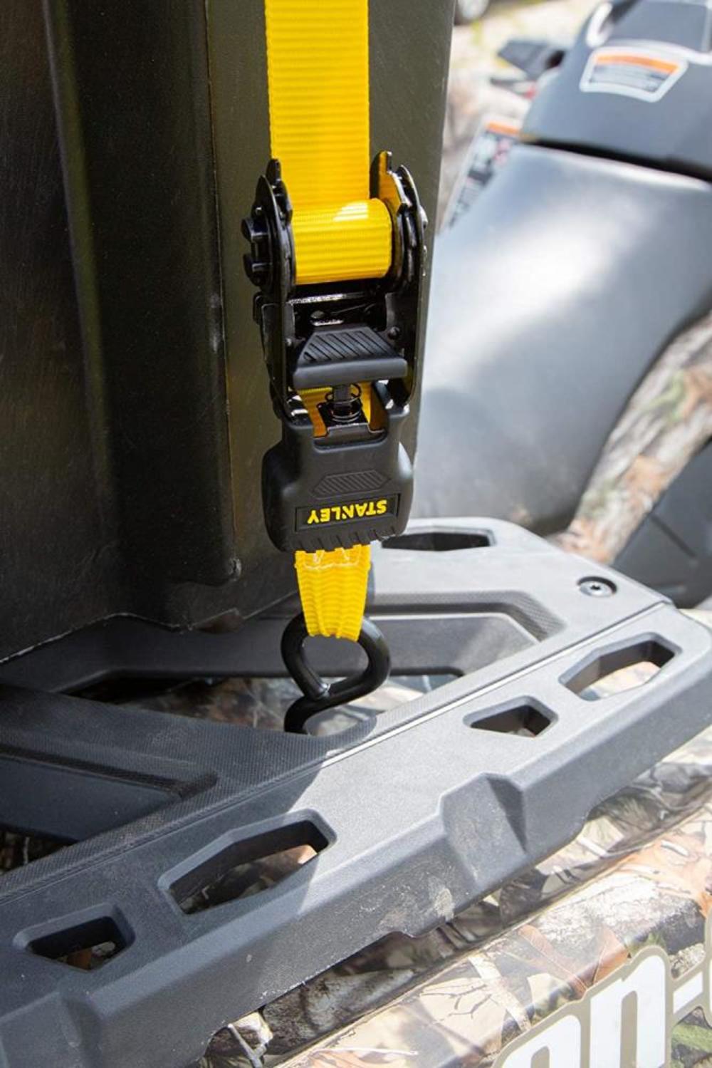 Stanley S1000 Ratchet Tie Down Straps 1″ x 10′ Light Cargo Hauling 1500 lbs Break Strength 8pk - Ascmtools