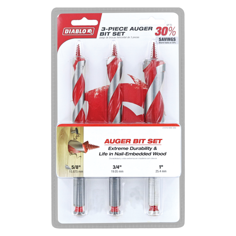 Diablo Tools 3 piece Auger Bit Set - Ascmtools