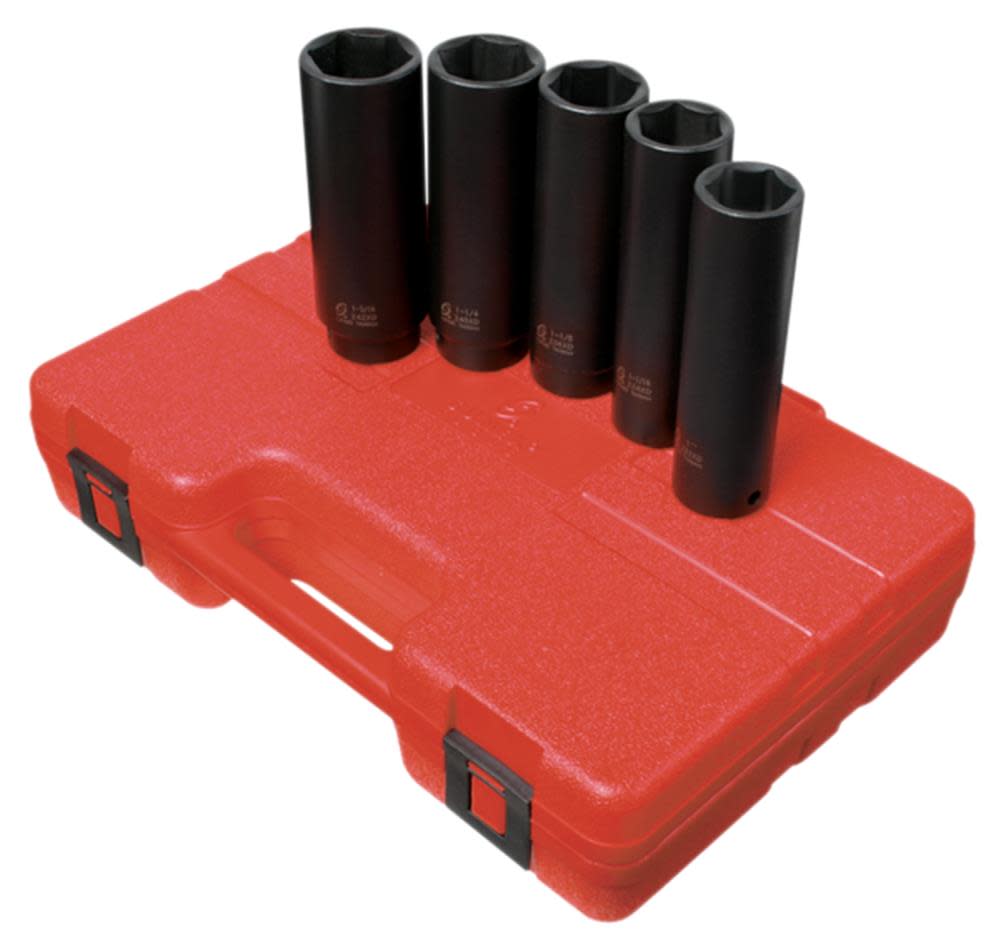 Sunex 5 pc. 1/2 In. Drive SAE Extra Long Impact Socket Set - Ascmtools