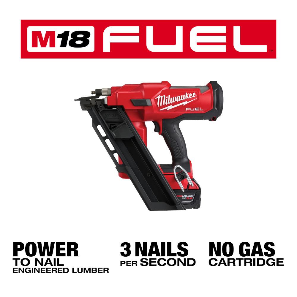 Milwaukee M18 FUEL 30 Degree Framing Nailer Kit - Ascmtools