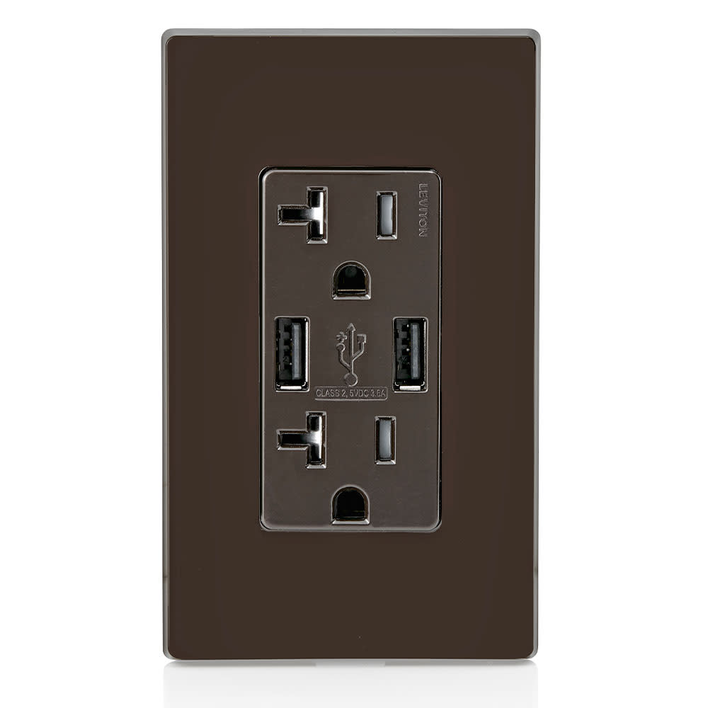 Leviton 20A 125V Brown Combination Duplex Receptacle/Outlet - Ascmtools