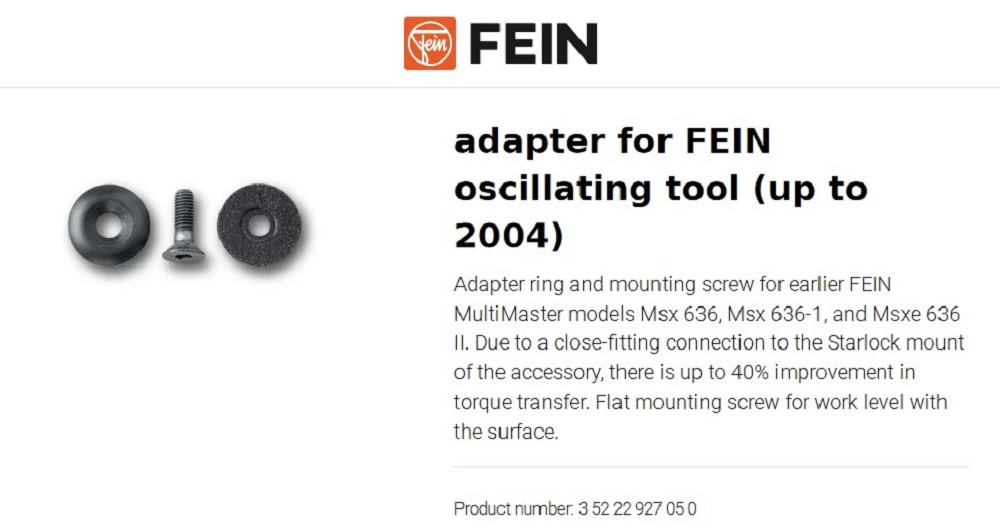 Fein Adapter for Fein Oscillator up to 2004 - Ascmtools