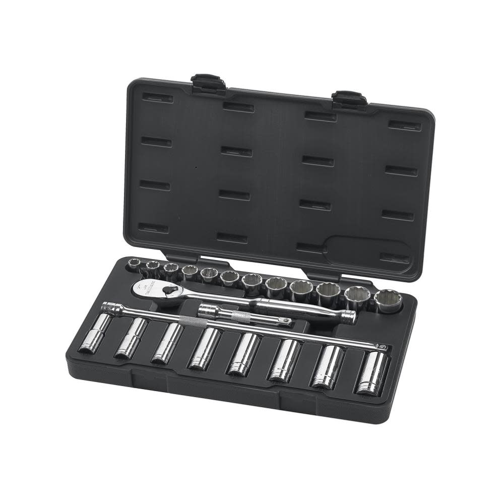 GEARWRENCH 23 Piece 1/2″ Drive 6 Point Standard & Deep Mechanics Tool Set SAE - Ascmtools