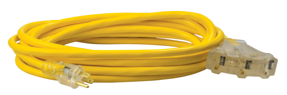 Southwire 3 Outlet Extension Cord Lighted End 25′ 12/3 SJTW - Ascmtools