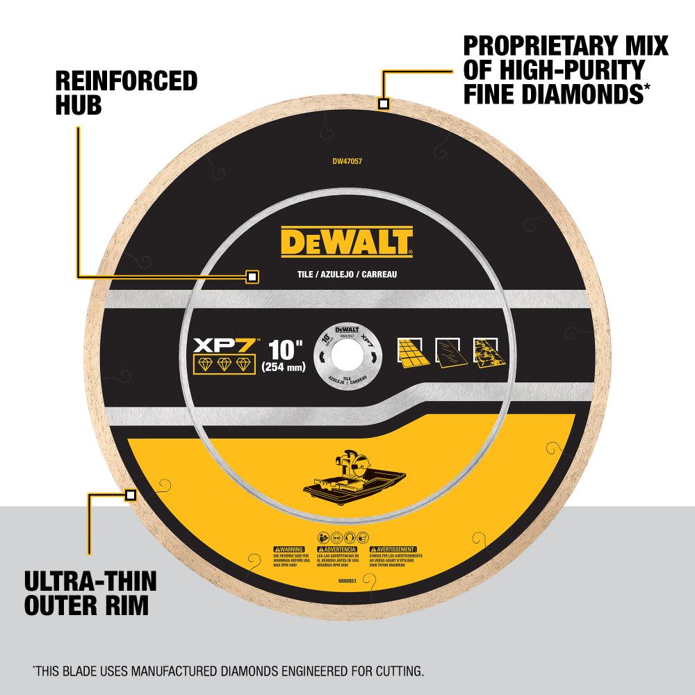 DEWALT Diamond Blade 10″ CONTINUOUS XP7 TILE - Ascmtools