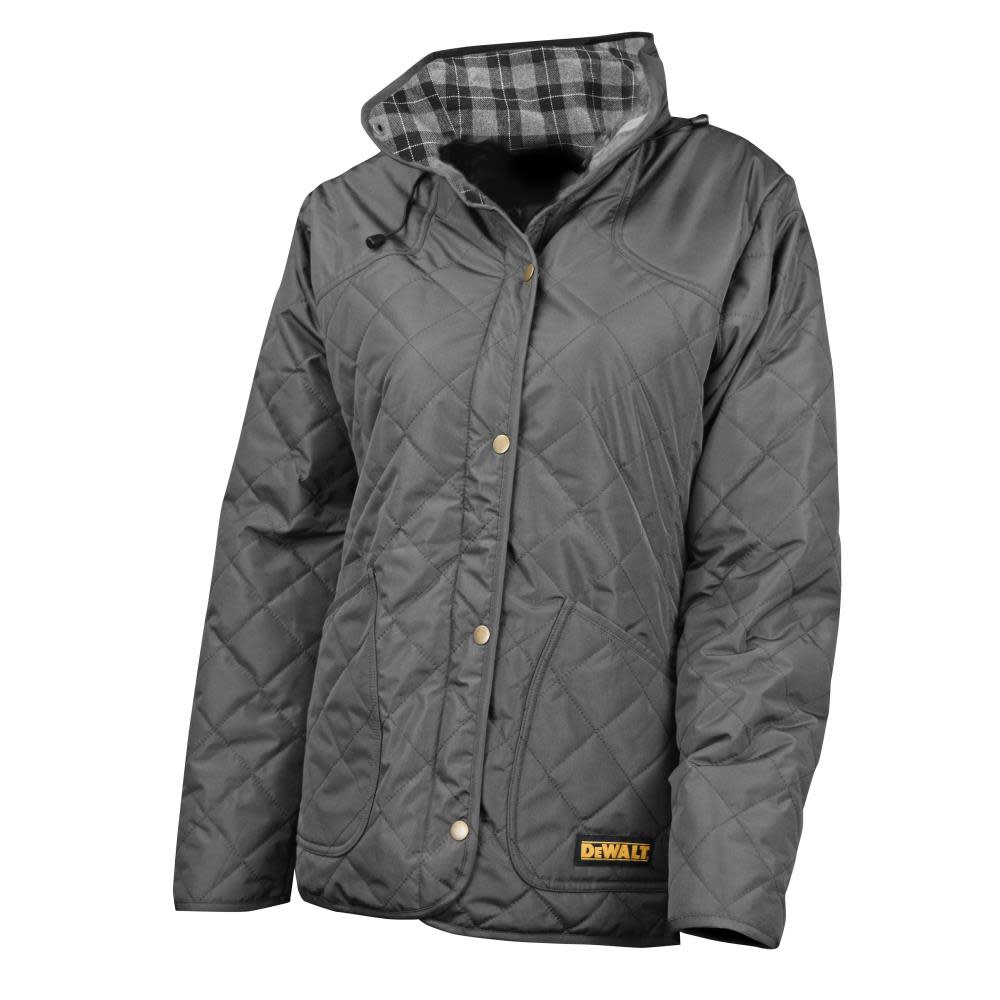 DEWALT Womens Flannel Lined Quilted Heated Kit Charcoal Jacket 2X - Ascmtools