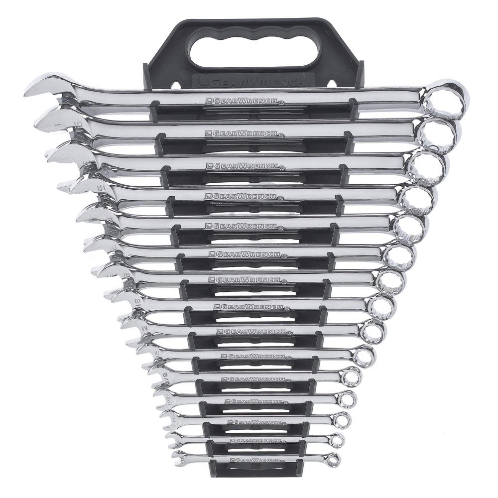GEARWRENCH Combination Wrench Set 15 pc. 12 Point SAE Long Pattern - Ascmtools