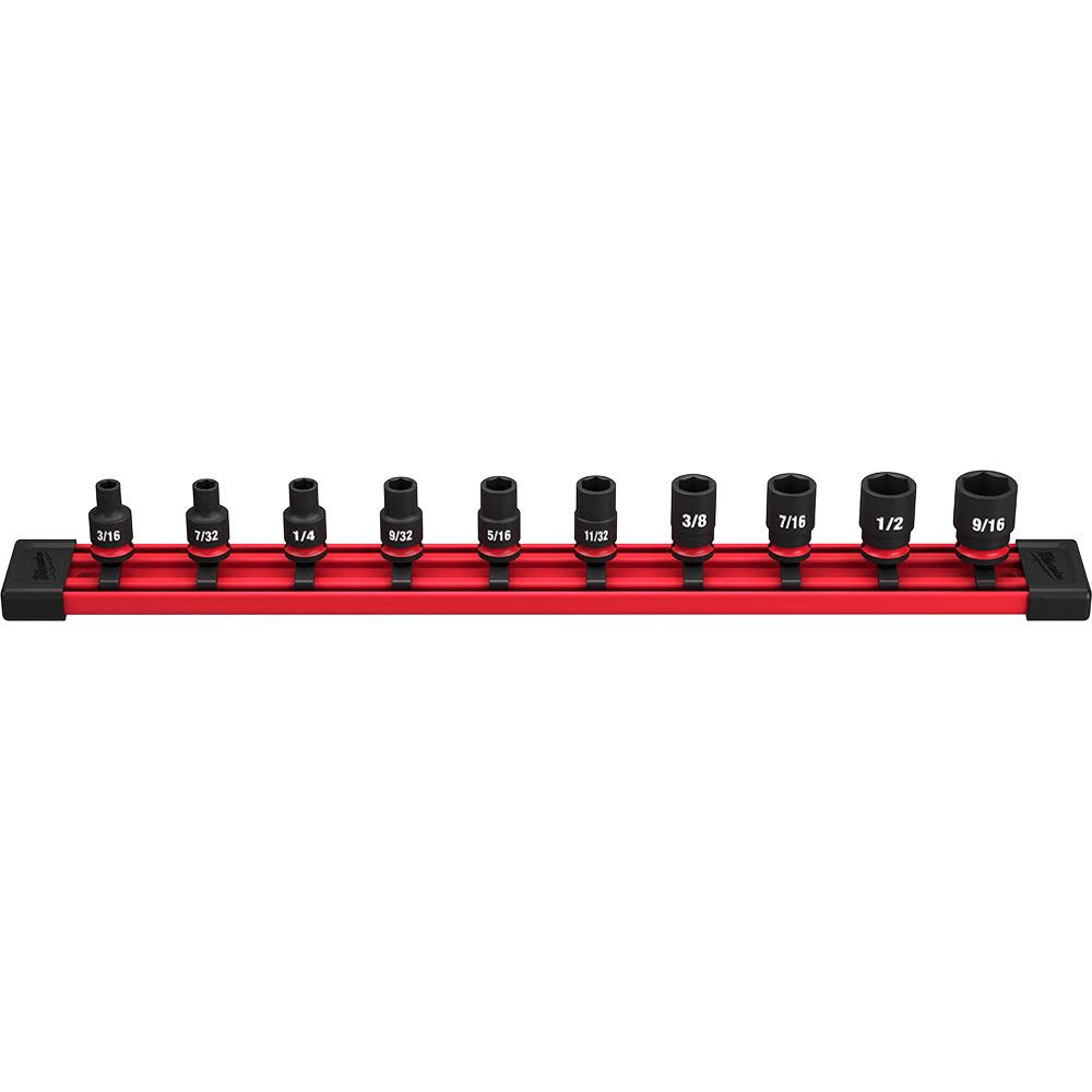 Milwaukee 10PC SHOCKWAVE Impact Duty Socket SAE Standard 6 Point Set - Ascmtools