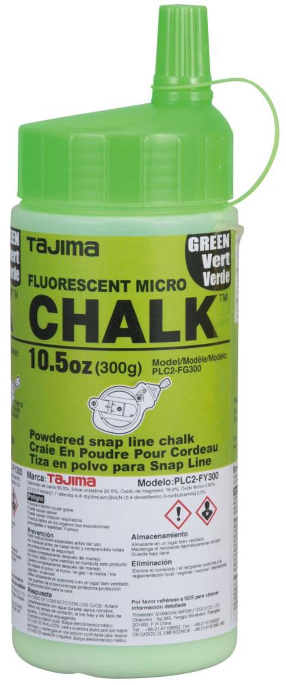 Tajima CHALK-RITE Micro Chalk Ultra-Fine Fluorescent Green Chalk 300 Gr./ 10.5 Oz. with Easy Fill Nozzle - Ascmtools