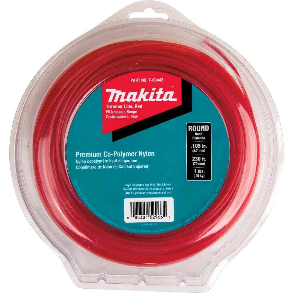 Makita Round Trimmer Line 0.105 Red 230 1 lbs. - Ascmtools