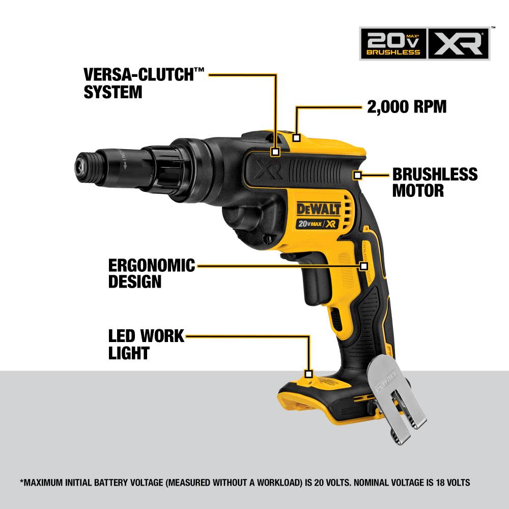 DEWALT 20 V MAX XR Versa-Clutch Adjustable Torque Screwgun (Bare) - Ascmtools