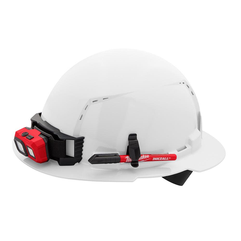 Milwaukee White Full Brim Vented Hard Hat with 4pt Ratcheting Suspension Type 1 Class C - Ascmtools