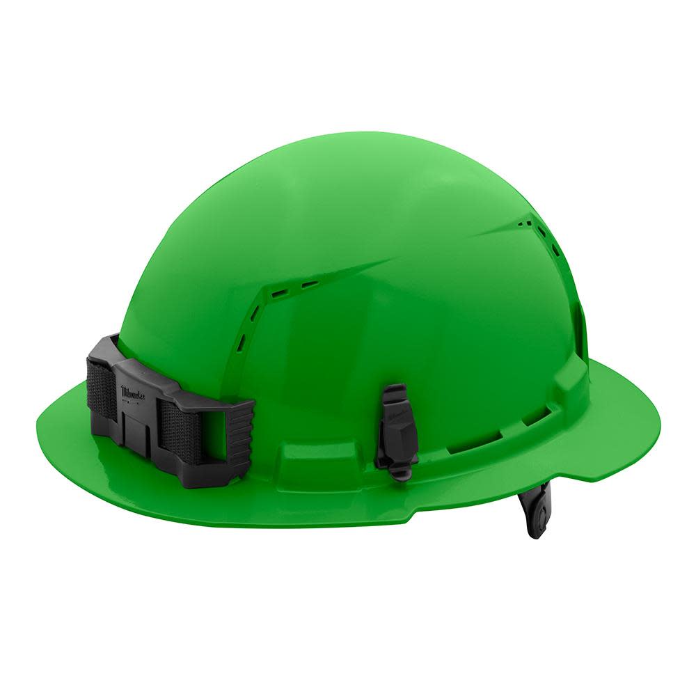 Milwaukee Green Full Brim Vented Hard Hat with 6pt Ratcheting Suspension Type 1 Class C - Ascmtools