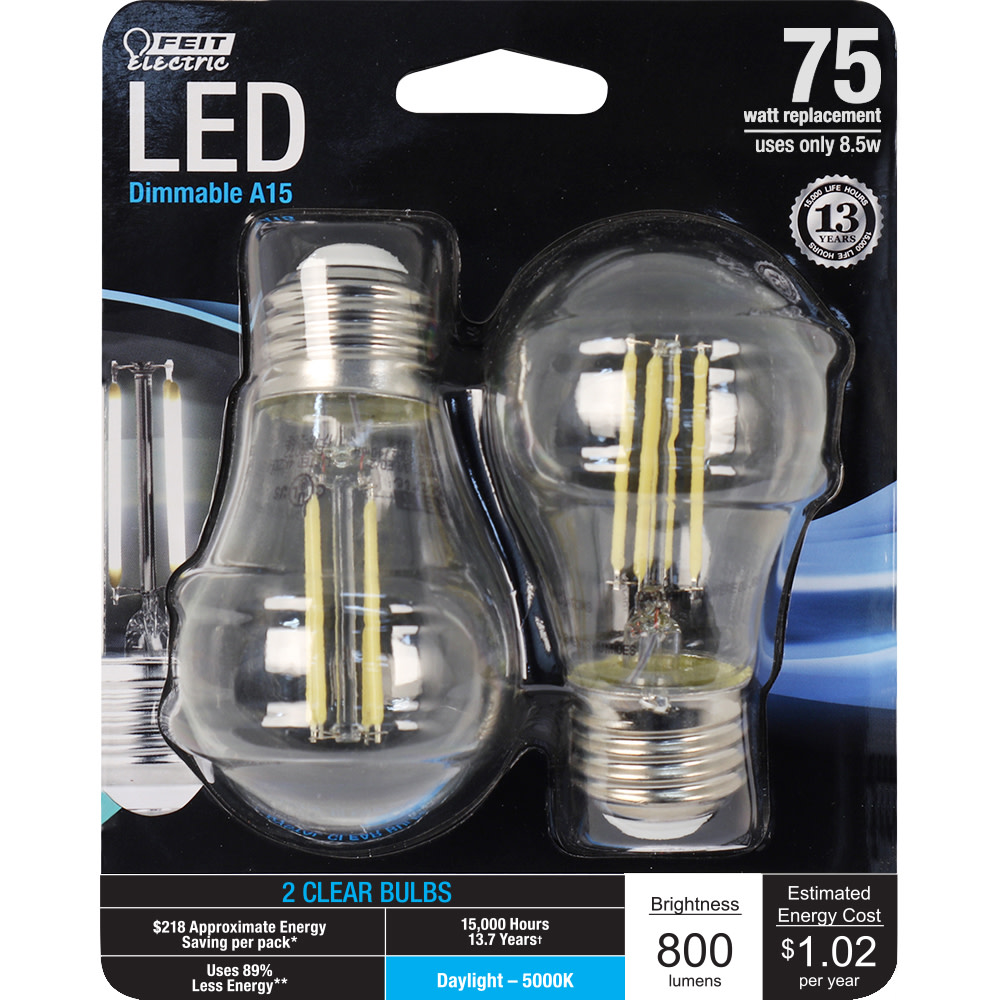 Feit Electric 75W A15 5000K Dimmable LED Bulb 2pk - Ascmtools
