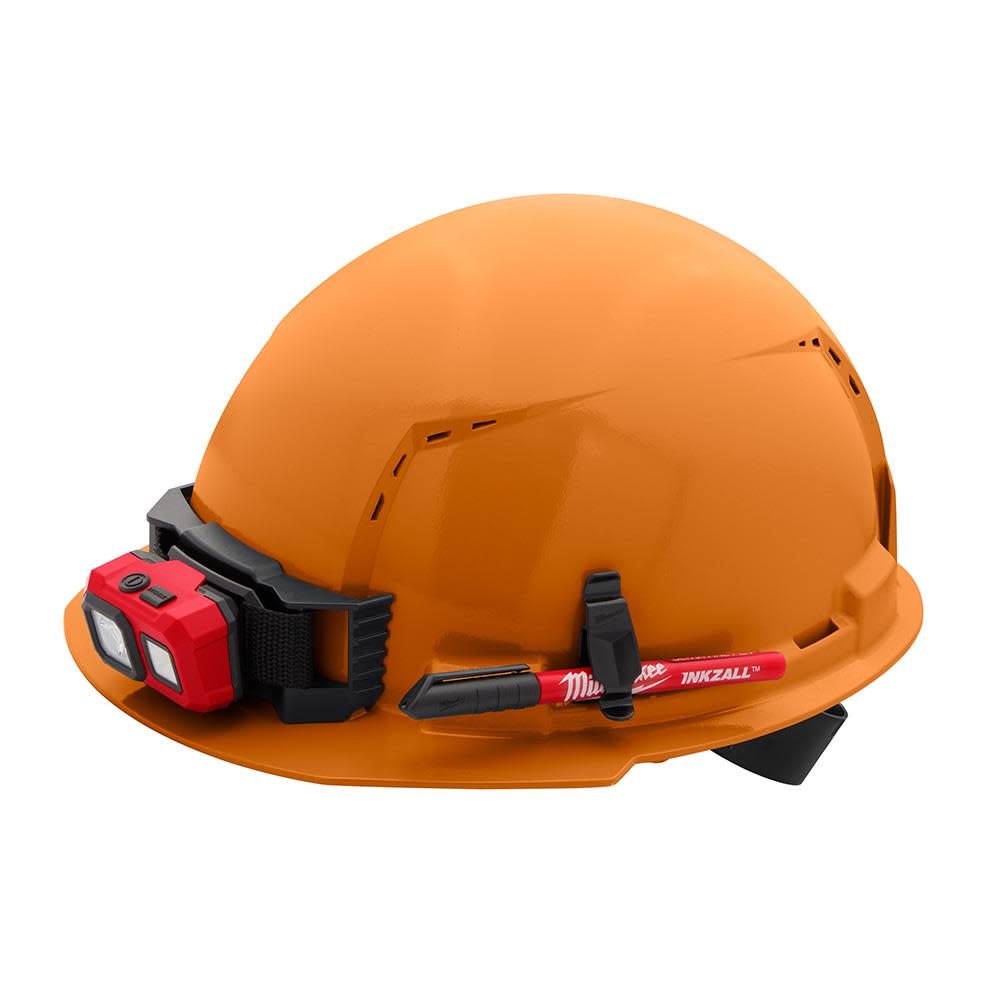 Milwaukee Orange Front Brim Vented Hard Hat with 4pt Ratcheting Suspension Type 1 Class C - Ascmtools