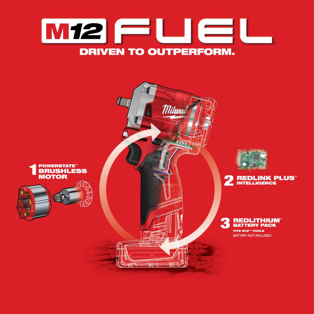 Milwaukee M12 FUEL Stubby 3/8 in. Impact Wrench - Ascmtools