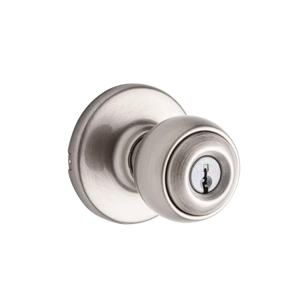 Kwikset Satin Nickel Security Keyed Entry Exterior Polo Lockset Knob - Ascmtools