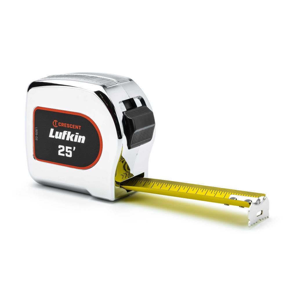 Crescent Lufkin Chrome Case Yellow Clad Tape Measure 1 1/8″ x 25′ - Ascmtools