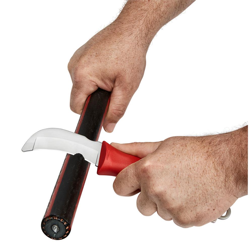 Milwaukee Linemans Blunt Tip Hawkbill Knife with STICKWORK 3-in-1 Ring - Ascmtools