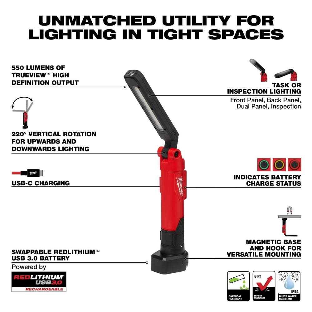 Milwaukee REDLITHIUM USB Stick Light with Magnet - Ascmtools