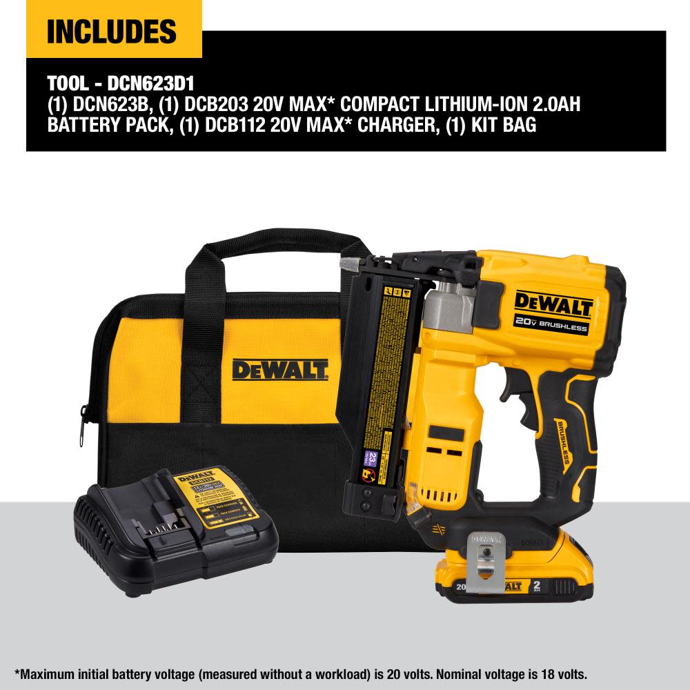 DEWALT ATOMIC Compact Series 20V MAX Pin Nailer 23 Gauge Kit - Ascmtools