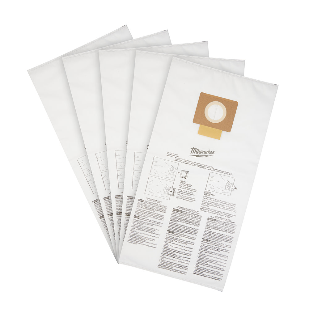 Milwaukee Fleece Dust Bags 9 Gallon 5pk - Ascmtools