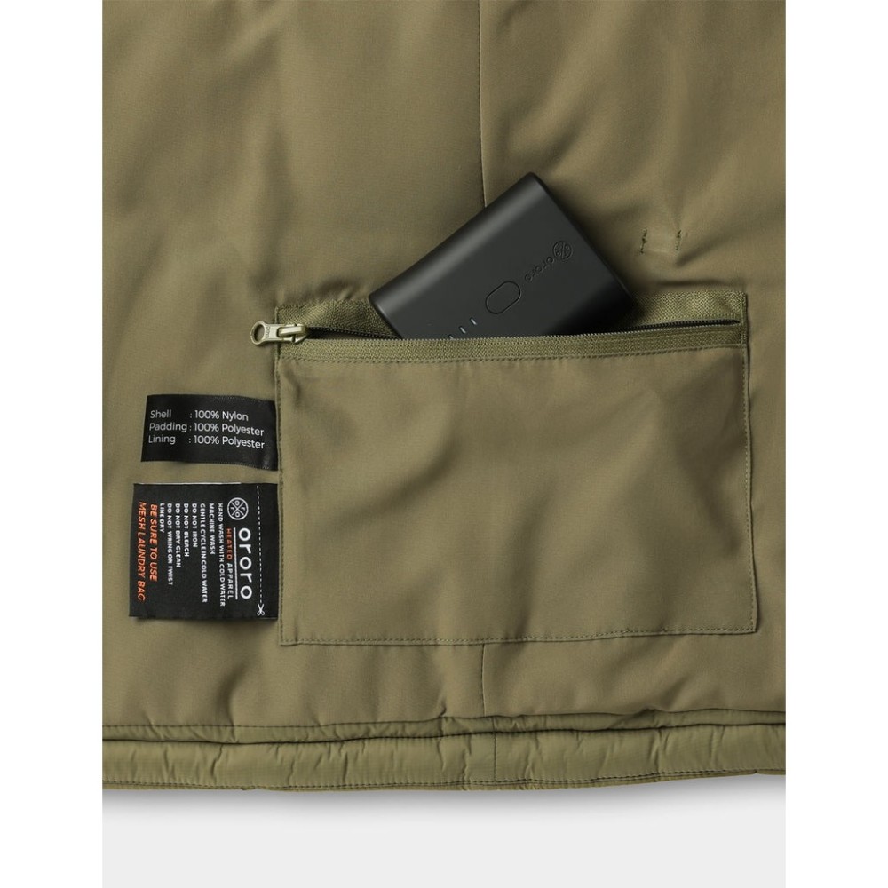 ORORO Mens Persimmon & Olive Classic Heated Vest Kit 3X - Ascmtools